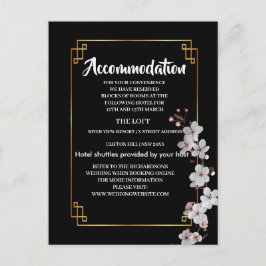 Vita körsbärsblommor & förgylld ram boende meddelande vykort