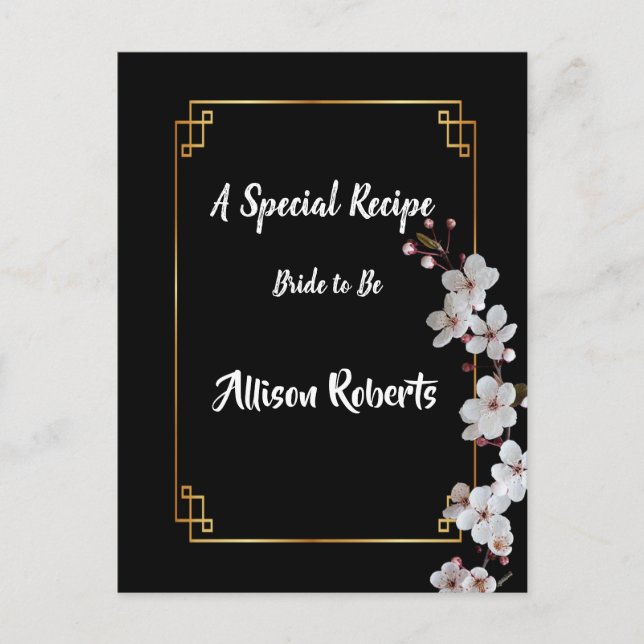 vita körsbärsblommor & guld ram Bröllopsfest Vykort (Framsida)