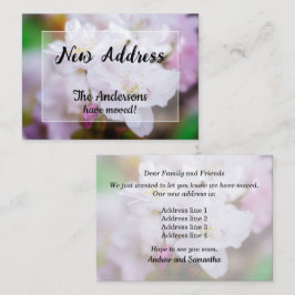 Vita körsbärsblommor Ny adress kungörelse Anteckningskort