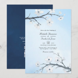 Vita körsbärsblommor QR-kod RSVP Bröllop Inbjudningar