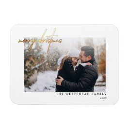 Vita kort med enkelt Guld God jul Magnet