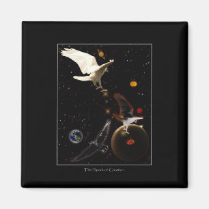 Vita korvgåvor av typen "Spark of Creation" Magnet