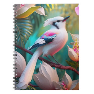 Vita, , krökta Fantasy Bird Anteckningsbok