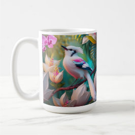 Vita, , krökta Fantasy Bird Kaffemugg
