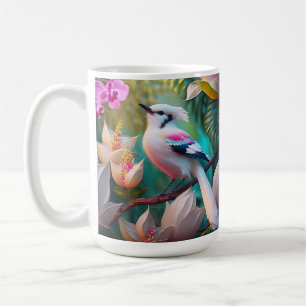 Vita, , krökta Fantasy Bird Kaffemugg