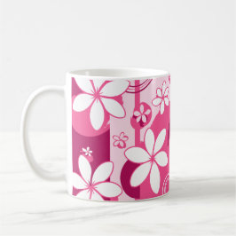 Vita kronblad blommor med rosa konturer kaffemugg