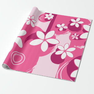 Vita kronblad blommor med rosa konturer presentpapper