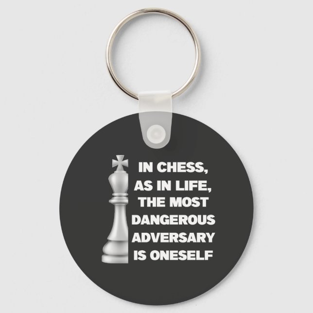 Vita Kung Chess Biet Wisdom Power Strategy Nyckelring (Framsida)