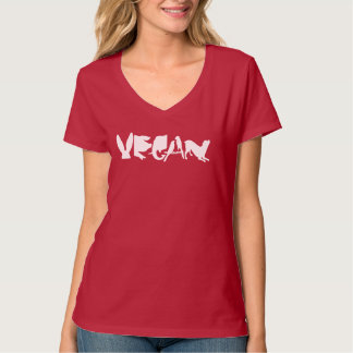 VITA KVINNA FÖR VEGANLOGOTYP RÖD UTSLAGSPLATS FÖR TRÖJA
