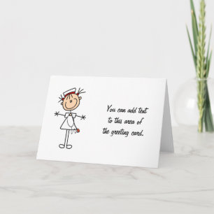 Vita kvinnliga Stick figur Nurse 2-gåvor Kort