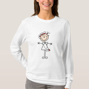 Vita kvinnliga Stick figur Nurse 2-gåvor Tee