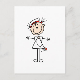 Vita kvinnliga Stick figur Nurse 2-gåvor Vykort