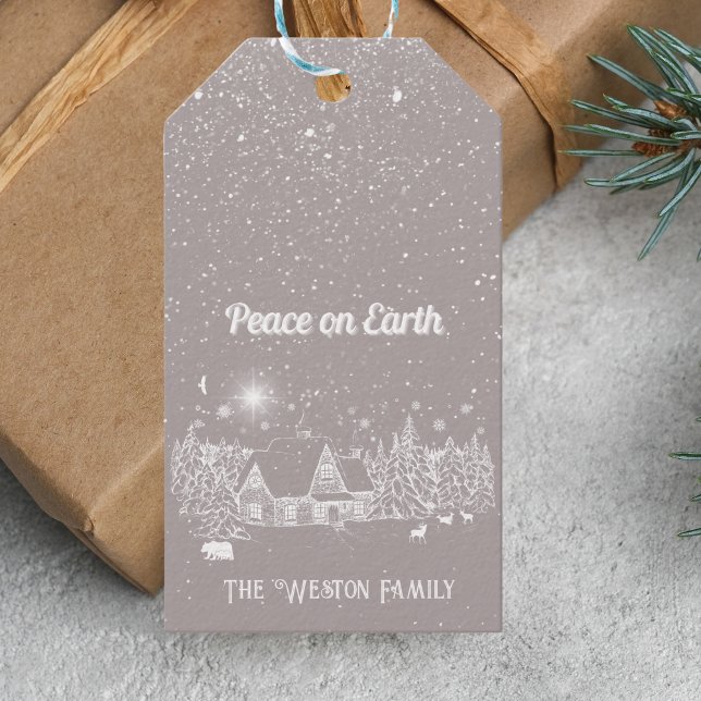 Vita Land-julfreden på jorden Presentetikett (Skapare uppladdad)