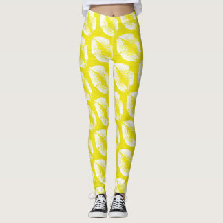 Vita läppar Moderna gula Leggings