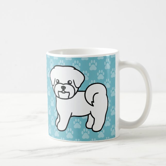Vita leende malteser serieteckningar hundar kaffemugg (Höger)