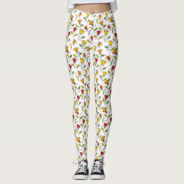 Vita leggings med ett färgglatt blommönster 