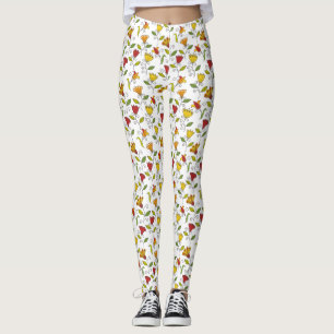 Vita leggings med ett färgglatt blommönster