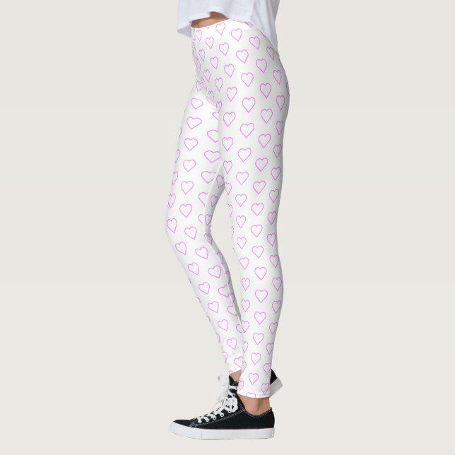 Vita Leggings med Lila Hjärtan (Vänster)