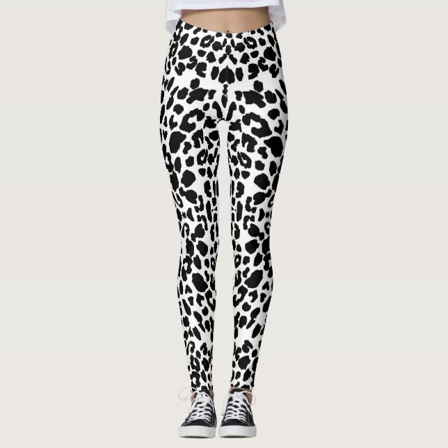 Vita leopardmönstrade leggings (Framsida)