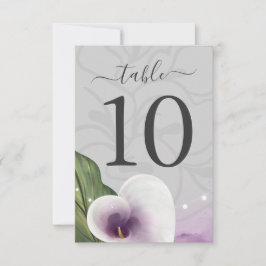Vita Lila Calla Lily Bröllop Bordsnummer-kort Inbjudningar