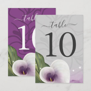 Vita Lila Calla Lily Bröllop Bordsnummer-kort Inbjudningar