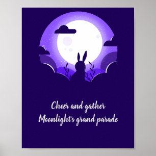 Vita Lila Måne-kaninens medelhöstfestival Poster