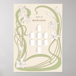 Vita Lilies Bröllop-sätesdiagram 8 Bord Poster