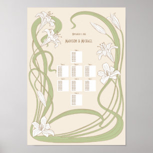 Vita Lilies Bröllop-sätesdiagram 8 Bord Poster