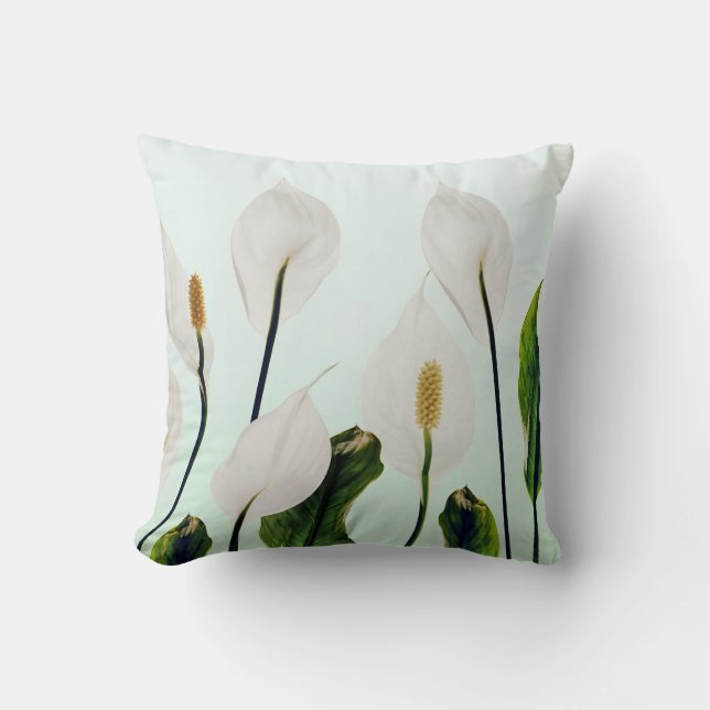Vita Lilies Flowers Blue Seamless Kudde (Framsida)