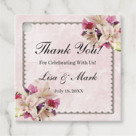 Vita lilja Blommiga Rosa Marmor Bröllop Gåvokort T Gåvor Etiketter