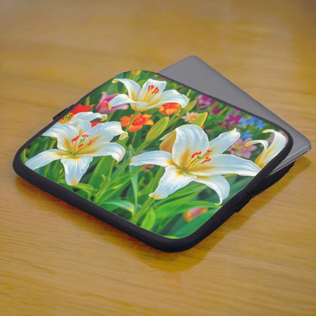 Vita Liljor Bärbar Dator Fodral (Laptop sleeve with white lilies)
