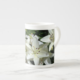 Vita liljor benporslin mugg