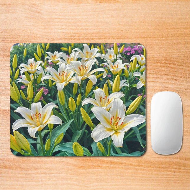 Vita Liljor Musmattor (Mouse pad with white lilies)