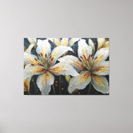 Vita liljor närbild strukturerad abstrakt väggkons canvastryck