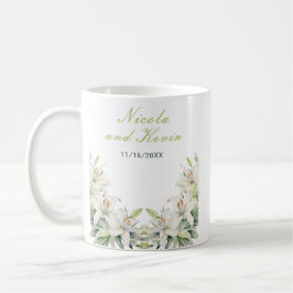 Vita Lily Blommor Bröllop Kaffemugg