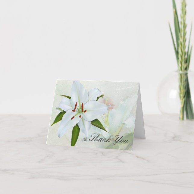 Vita lily Funeral Tacksamhetskort Tack Kort (Framsida)