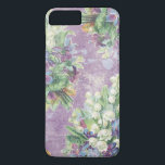 Vita Lily i dalen på Lila Background<br><div class="desc">Romantisk med buketter av vita liljor från dalen och blåa blommor på en utsatt lila bakgrund. Image kredit: Amanda Rockwell.scrapbookgraphics.com</div>