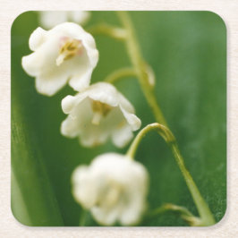 Vita Lily of the valley (Convallaria majalis) Underlägg Papper Kvadrat