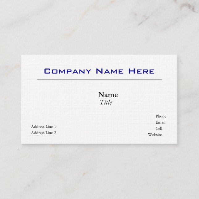 Vita Linen-Affärskort Visitkort (Framsida)