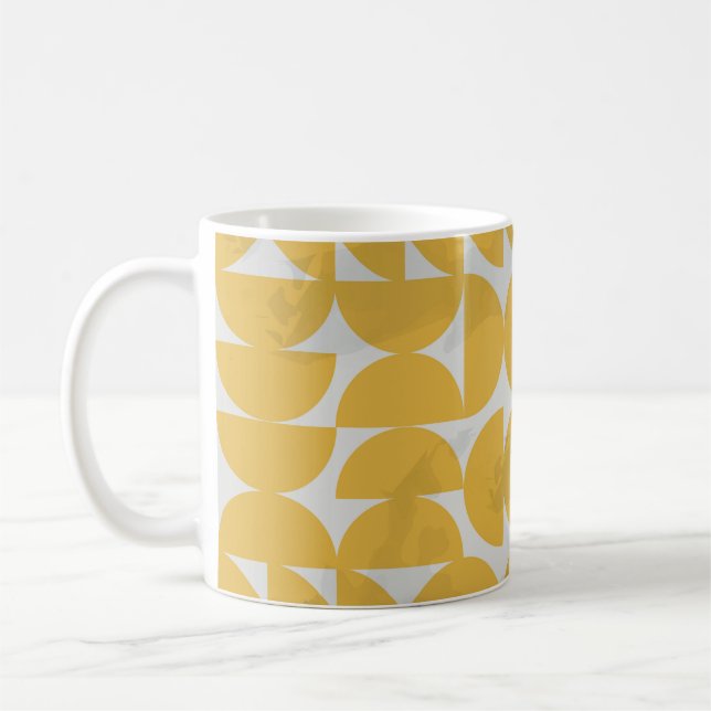 Vita Linjer Mönster. Geometric Rand Bläck Teckning Kaffemugg (Vänster)