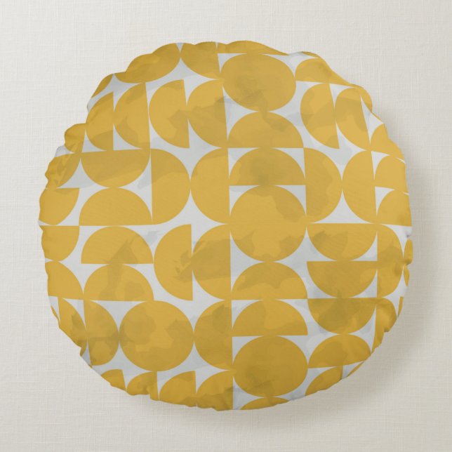 Vita Linjer Mönster. Geometric Rand Bläck Teckning Rund Kudde (Framsidan)