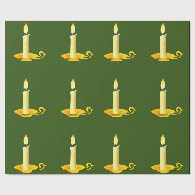 Vita ljus på Grönt Papper Presentpapper (Seam)