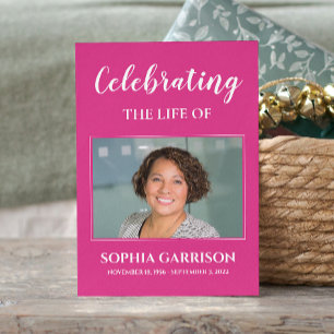 Vita, ljusa Rosa-begravningskort med foto Tilläggskort