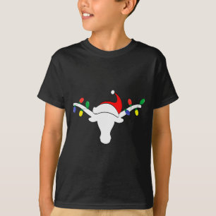 Vita Longhorn julbelysning Santa hatt horn myr T Shirt