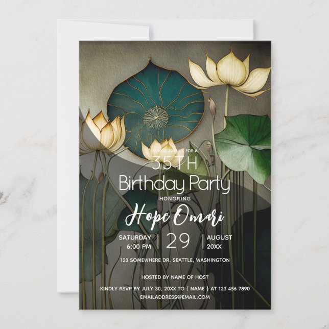 Vita Lotus Flowers, vacker läkningstyp Inbjudningar (Framsida)