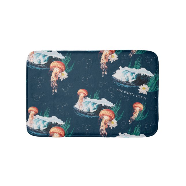 Vita Lotus Ocean Jellyfish Mönster Badrumsmatta (Framsidan)