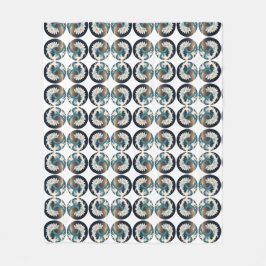 Vita Lotus & Ocean Wave - Elegance i Rörelse Fleecefilt