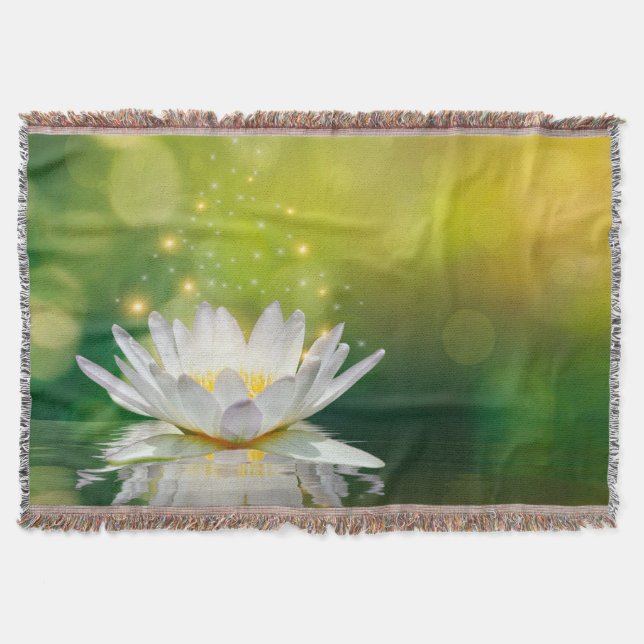 Vita lotusblomma landskap, Zen Filt (Framsidan)