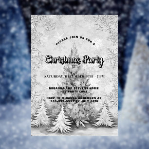 Vita lyxen party silver snöflingor inbjudningar