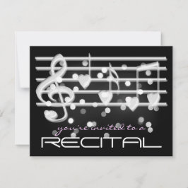 vita magiska noter musik recital inbjudan